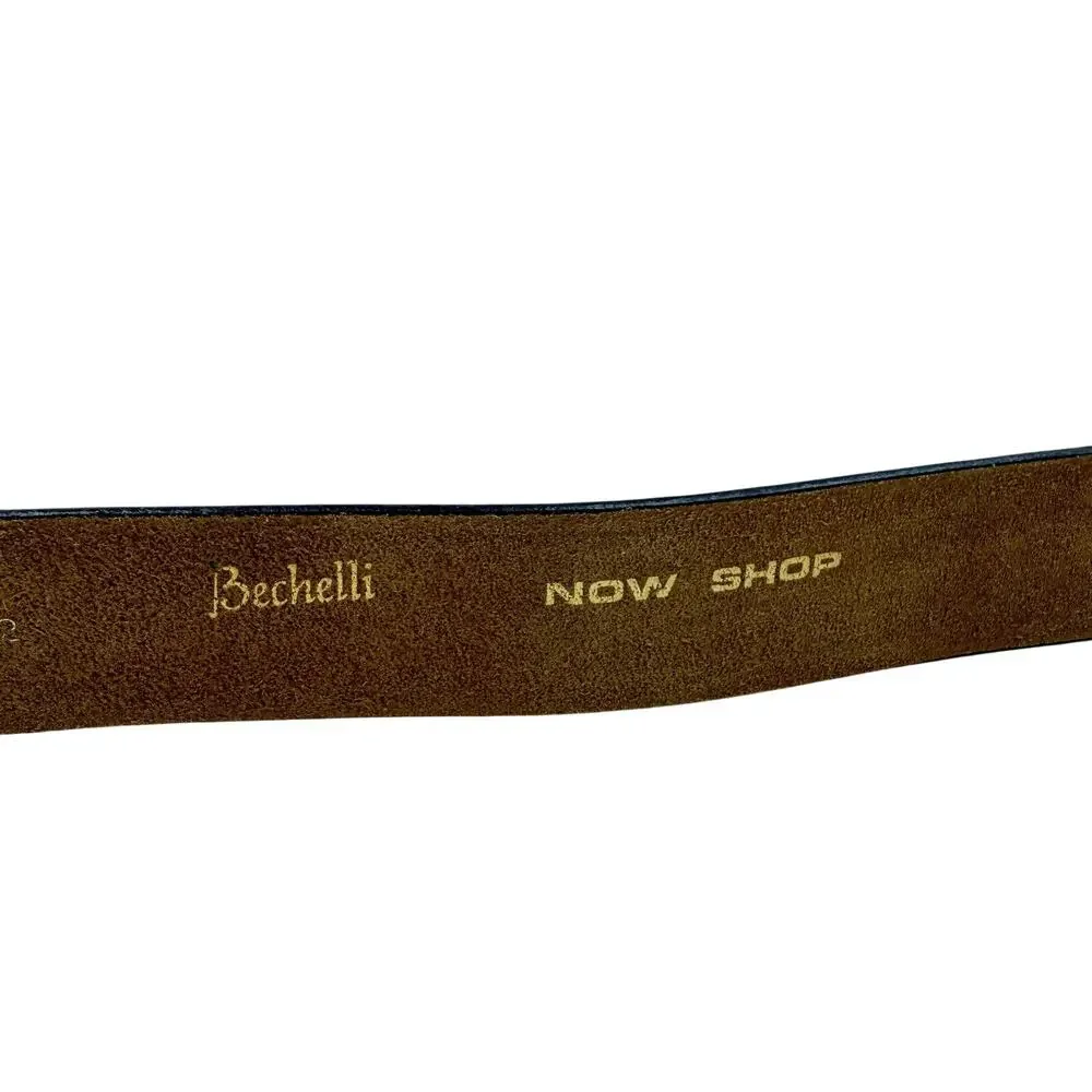 Bechelli Oil-Tanned Cowhide Leather Belt Strap Black Size M 34–36 USA Western